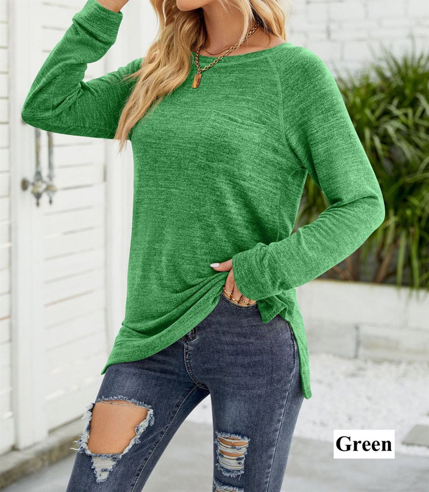 Pocket Heather Long Sleeve Top