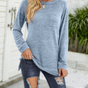 Large Light Blue Pocket Heather Long Sleeve Top