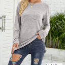 Large Light Gray Pocket Heather Long Sleeve Top