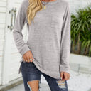 Large Light Gray Pocket Heather Long Sleeve Top