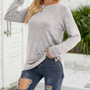 Large Light Gray Pocket Heather Long Sleeve Top