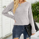 Large Light Gray Pocket Heather Long Sleeve Top