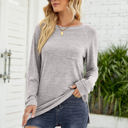 Large Light Gray Pocket Heather Long Sleeve Top