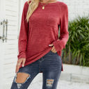 Large Red Pocket Heather Long Sleeve Top