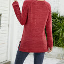 Large Red Pocket Heather Long Sleeve Top