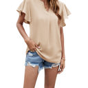  Angel Sleeve Pleated Top