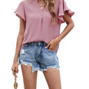  Angel Sleeve Pleated Top