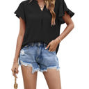 Small Black Angel Sleeve Pleated Top