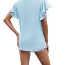 Small Blue Angel Sleeve Pleated Top