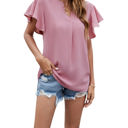 Small Pink Angel Sleeve Pleated Top