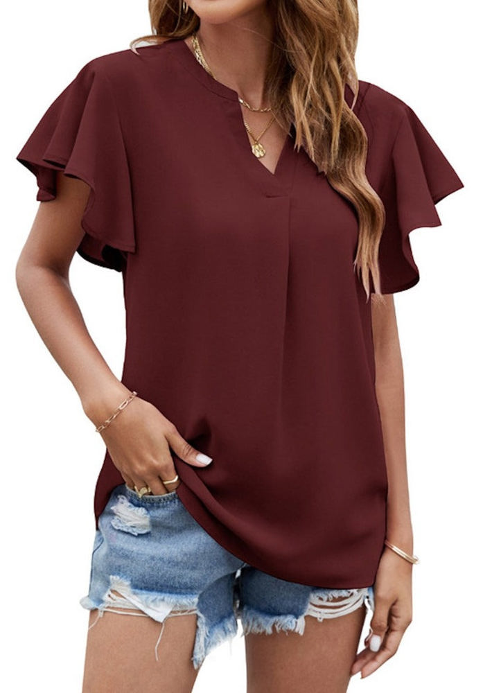 Angel Sleeve Pleated Top