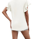 Small White Angel Sleeve Pleated Top