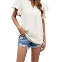 Small White Angel Sleeve Pleated Top