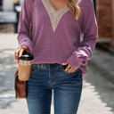  Crochet V-Neck Knit Top