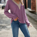  Crochet V-Neck Knit Top