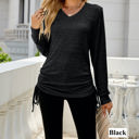  Drawstring Long Sleeve Top