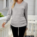  Drawstring Long Sleeve Top