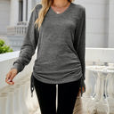  Drawstring Long Sleeve Top