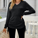 Small Black Drawstring Long Sleeve Top