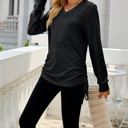 Small Black Drawstring Long Sleeve Top