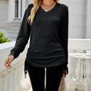 Small Black Drawstring Long Sleeve Top