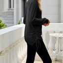 Small Black Drawstring Long Sleeve Top