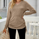 Small Brown Drawstring Long Sleeve Top