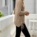 Small Brown Drawstring Long Sleeve Top