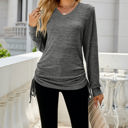 Small Dark Gray Drawstring Long Sleeve Top