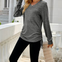 Small Dark Gray Drawstring Long Sleeve Top