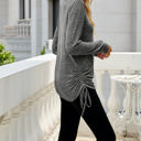 Small Dark Gray Drawstring Long Sleeve Top