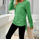 Small Green Drawstring Long Sleeve Top