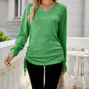 Small Green Drawstring Long Sleeve Top