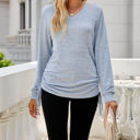 Small Light Blue Drawstring Long Sleeve Top