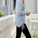 Small Light Blue Drawstring Long Sleeve Top