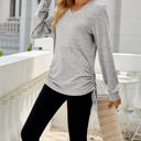 Small Light Gray Drawstring Long Sleeve Top