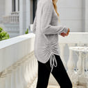 Small Light Gray Drawstring Long Sleeve Top