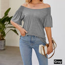 Large Gray Off The Shoulder Convertible Loose Sleeve Top