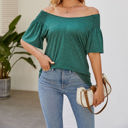 Small Green Off The Shoulder Convertible Loose Sleeve Top