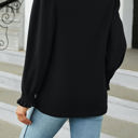 Small Black Scoop Neck Long Smocked Sleeve Top