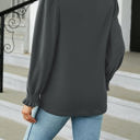 Small Gray Scoop Neck Long Smocked Sleeve Top