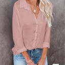  Crinkle Textured Button Front Shirt