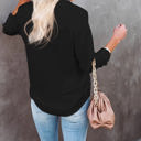 Small Black Crinkle Textured Button Front Shirt