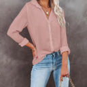 Small Pink Crinkle Textured Button Front Shirt