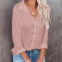 Small Pink Crinkle Textured Button Front Shirt