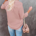 Small Pink Crinkle Textured Button Front Shirt