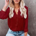 Small Red Wine Crinkle Textured Button Front Shirt