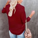 Small Red Wine Crinkle Textured Button Front Shirt