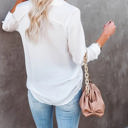 Small White Crinkle Textured Button Front Shirt