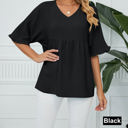  Textured Ruffled Gathered Top